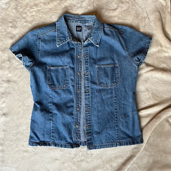 Gap - Vintage Gap Lightweight Denim Snap Closure Tee - Picture 7 of 7